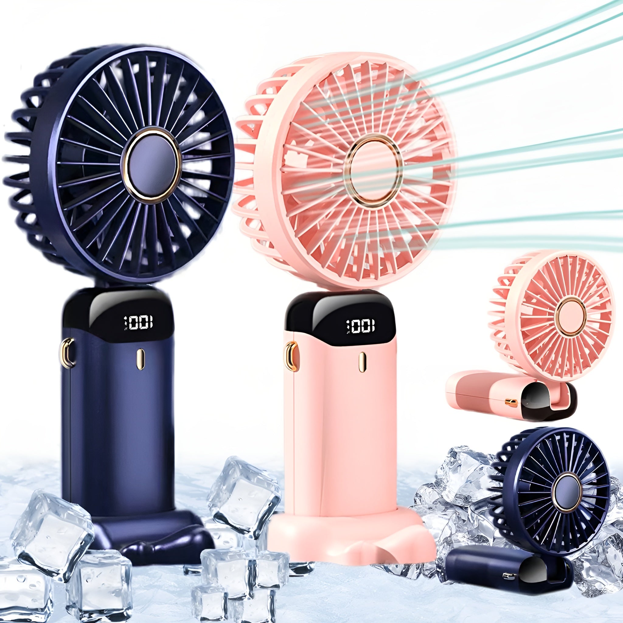 Rechargeable Hand Fan with LED Display