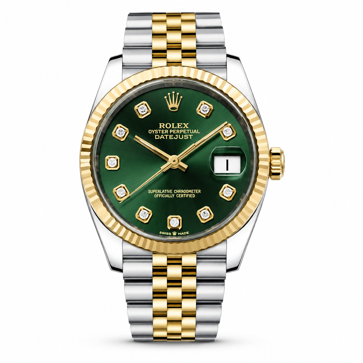 Rolex Style Green Dial Diamond Adjustable Watch